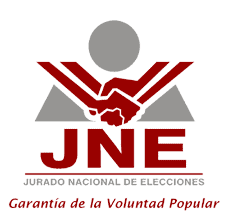 JNE logo with its motto: Garantía de la voluntad popular (Guarantee of the people's will).