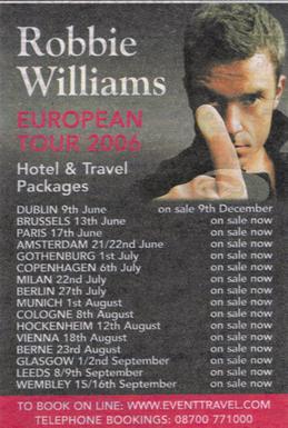 <span class="mw-page-title-main">Close Encounters Tour</span> 2006 concert tour by Robbie Williams