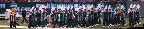 The TUMB enters the field at halftime in 2008. Marchout.jpg