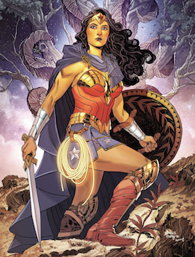 Wonder Woman's revised look on the cover of Wonder Woman (vol. 5) #16 (April 2017). Art by Bilquis Evely and Romulo Fajardo, Jr.