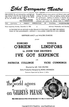 <i>Ive Got Sixpence</i> 1952 play by John Van Druten