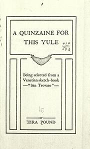 <i>A Quinzaine for this Yule</i> Collection of poetry by Ezra Pound