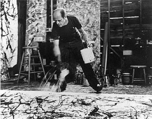 Photographer Hans Namuth extensively documented Pollock's unique painting techniques