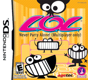 LOL, known in Europe as Bakushow and in Japan as Archime DS , is a Nintendo DS video game. The game was published by Skip Ltd. in Japan, Agetec in North America, and Rising Star Games in Europe.
Developed by a group of five people headed by Kenichi Nishi, LOL is a multiplayer game implemented with a PictoChat-like interface in which a host player asks a question, requiring others to write or draw their answers on the DS touchscreen.