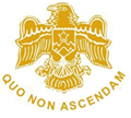 "Golden eagle" logo Militer Membakar Balai Perguruan tinggi dengan motto dalam bahasa Latin "Quo non ascendam".