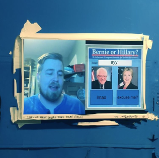 "Faces of Bernie Sanders Dank Meme Stash" (2016) by conceptual artist Ryder Ripps featuring the "Bernie or Hillary?" meme.