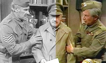 File:Original film frame from "Dad's Army" split-screened with colour.jpg