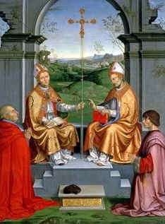 St. Thomas Becket and St. Martin of Tours with Archbishop Giovanni Pietro Arrivabene