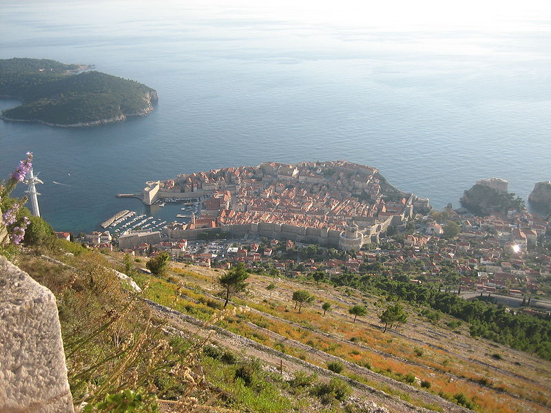 File:Walls of Dubrovnik seen from hill.jpg