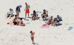 Christie and his family at Island Beach State Park during a state government shutdown