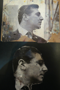 Dyer photographed by John Deakin, retouched by Bacon, who often folded or creased, or spattered with paint, photographs of friends so as to find distortions he could exploit in his paintings. Although Dyer was handsome and charming in his own raw way, he was out of his depth when dealing with both Bacon's wasp-tongued Soho set and intellectual art world friends. George Dyer.jpg