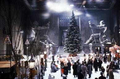 Gotham City Square set built inside Studio 16 on Warner Bros. Studios.