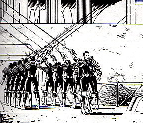 Judge McGruder taking the Long Walk (drawn by Cliff Robinson) The Long Walk (Judge Dredd).jpg