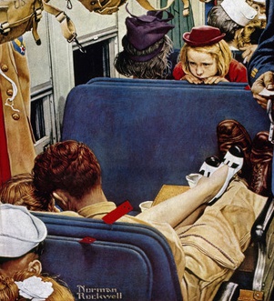 <i>Little Girl Observing Lovers on a Train</i> Painting by Norman Rockwell