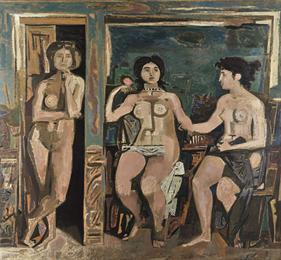 <i>Funeral Composition</i> 1958 painting by Yiannis Moralis