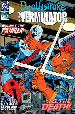 Bill Walsh battling Deathstroke, in Deathstroke, the Terminator #4. Art by Mike Zeck
