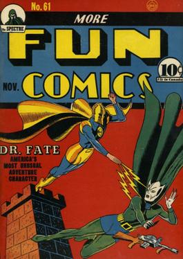 Cover to More Fun Comics #61 (November 1940), showing Kent Nelson as Doctor Fate. Cover art by Howard Sherman.