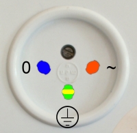 Israeli socket polarity, with wire colour coding