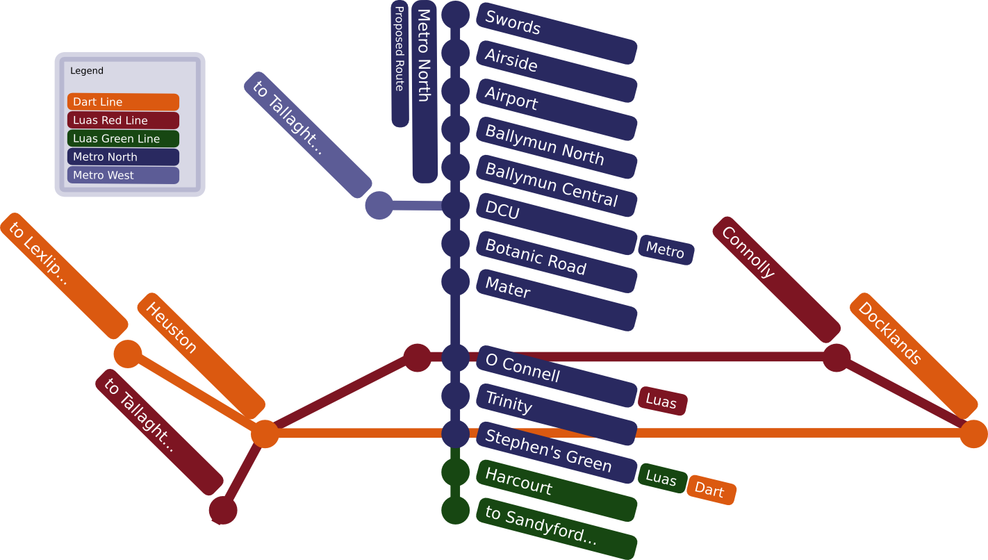 Lua lines. Метро Дублина схема. Дублинский метрополитен схема. Дублин метро. Dublin Metro signs.