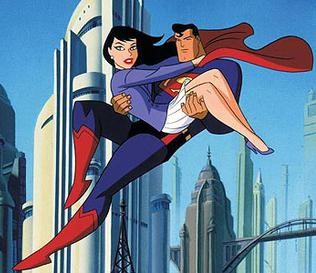 ロイス・レーンをお姫様抱っこするスーパーマン