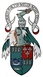 The coat of arms of Lachlan Macquarie, as granted to the university by the Lord Lyon King of Arms in 1967.