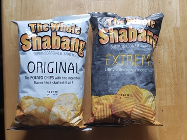 The Whole Shabang Original and Extreme Rippled Potato Chips.