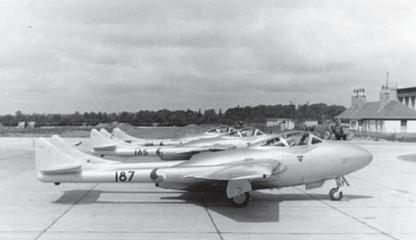 de Havilland Vampire T-11 trainers of the Irish Air Corps in 1955