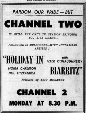 <i>Holiday in Biarritz</i> 1957 Australian TV series or program