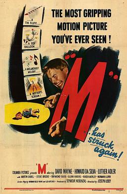 <i>M</i> (1951 film) 1951 American remake of Fritz Langs film of the same name directed by Joseph Losey