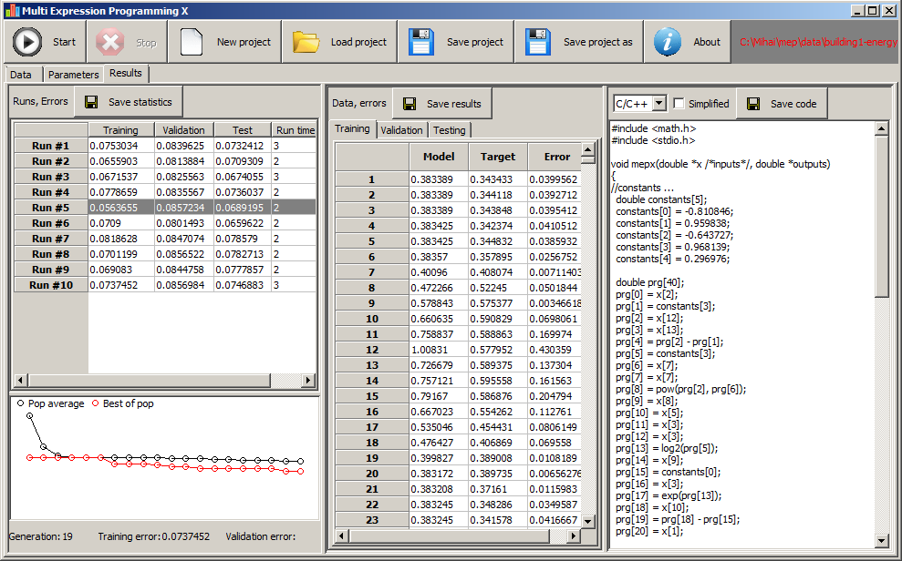 Multi Expression Programming X Screenshot