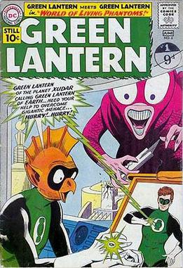 Tomar-Re (left), making his debut on the cover of Green Lantern (vol. 2) #6 (May–June 1961). Art by Gil Kane (pencils) and Joe Giella (inks).