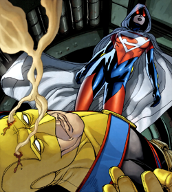 The death of Agent Liberty. Art by Pete Woods.