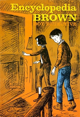 Cover of the first edition of Encyclopedia Brown: Boy Detective (1963)
