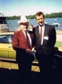 Forrester with Ralph Stanley on the banks of the Ohio River, Owensboro, Kentucky, 1990 With Ralph Stanley.jpg