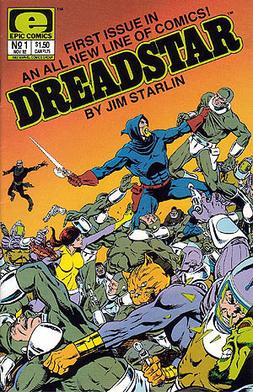 Dreadstar #1 (Nov. 1982), debut publication of Marvel Comics' Epic imprint. Cover art by Jim Starlin.