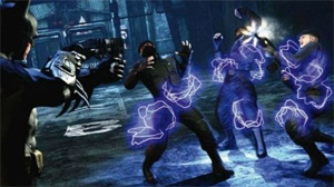 Batman uses a Remote Electrical Charge against TYGER personnel. Batman: Arkham City features an emphasis on the skillful use of gadgetry when facing armed enemies.