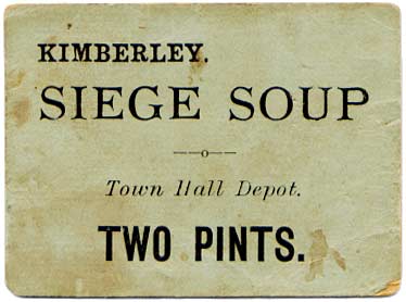 Soup ration ticket from the Siege of Kimberley