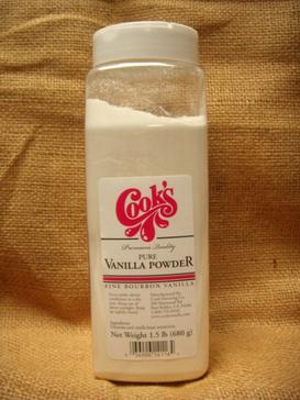 A vanilla powder preparation made from sucrose and vanilla bean extracts