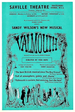 1959 flyer of the original production at the Saville Theatre Valmouth (musical).jpg