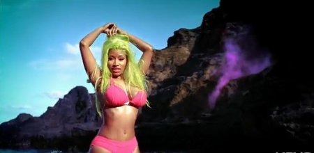 Minaj on a beach in Hawaii in the music video.