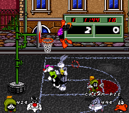 Gameplay screenshot. SNES Looney Tunes B-Ball (Looney Tunes Basketball).png