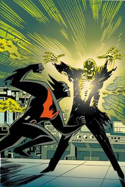 Cover art by Bruce Timm from the Batman Beyond comic book miniseries, depicting Batman battling Blight