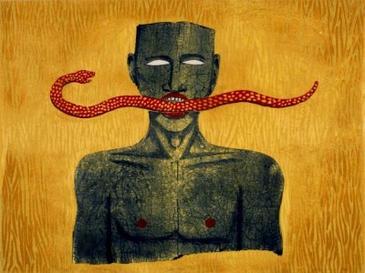 File:Snake Man, color woodcut and lithograph by Allison Saar.jpg