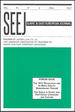 <i>Slavic and East European Journal</i> Peer-reviewed Slavist journal