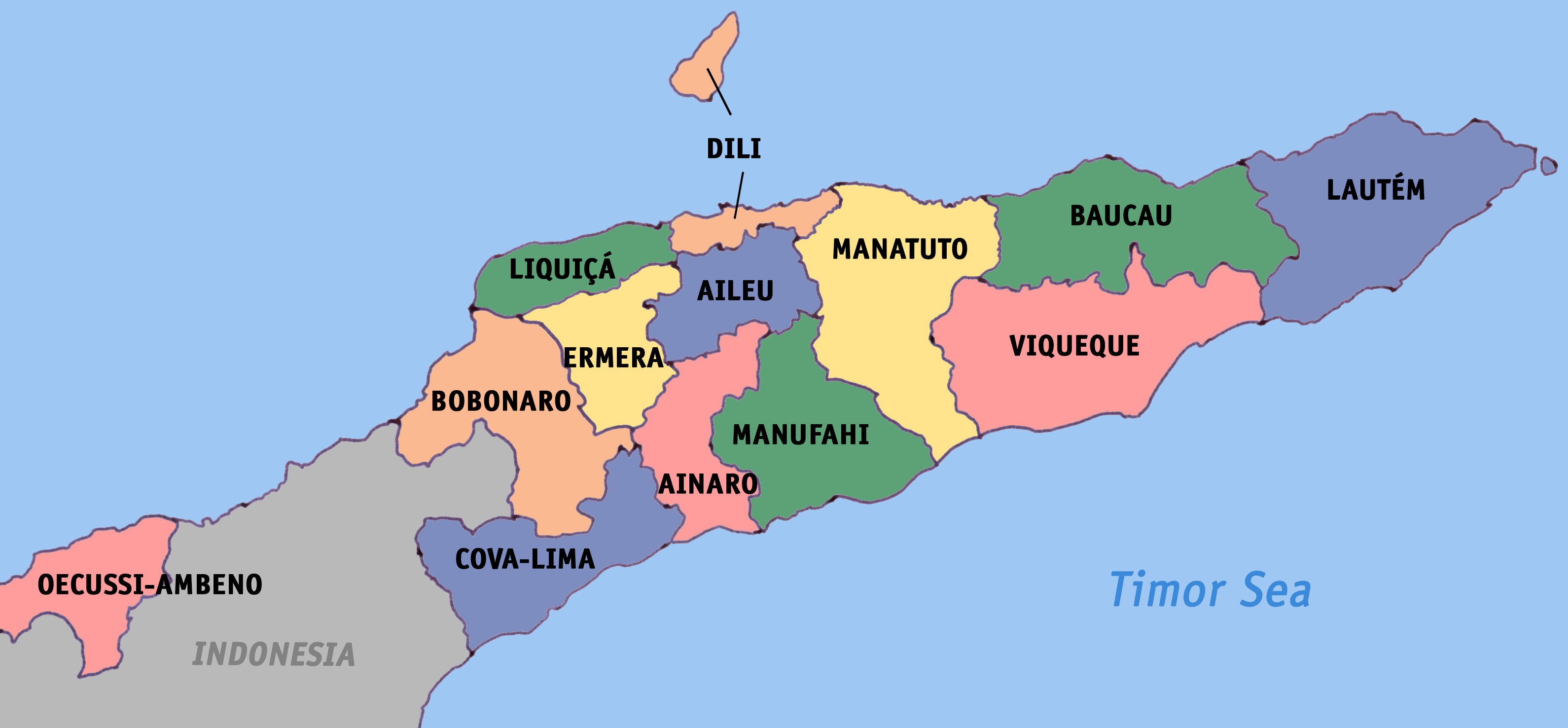 File Map  of Timor  Leste  divided into districts png Wikipedia