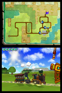 Link operating the Spirit Train along the Spirit Tracks in the overworld. Spirit Tracks Train Screenshot.jpg