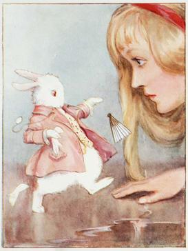 File:Alice in Wonderland pg41 - Alice meets the White Rabbit - by Margaret Winifred Tarrant 1916.jpg