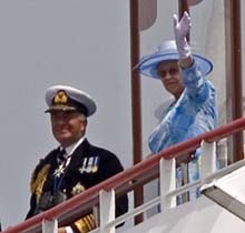 Queen Elizabeth II and Admiral Sir Alan West during a Fleet Review Elizabeth II v pd.jpg