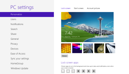 Screenshot of Windows 8.0's PC Settings app.
