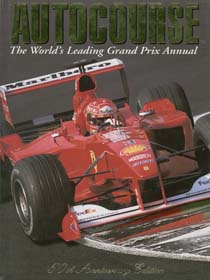 The 50th anniversary edition of Autocourse, covering the 2000 season. Pictured on the cover is Michael Schumacher, the World Drivers' Champion that year. AUTOCOURSE 2000 cover.jpg